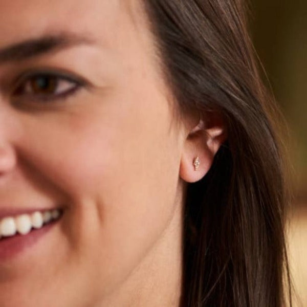 14k Gold & Diamond Bolt Studs