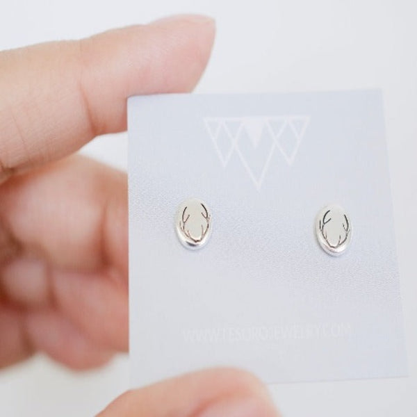 Sterling Silver Antler Earrings