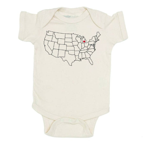 Heart Wyoming Map, 6-12 Months, Natural Color