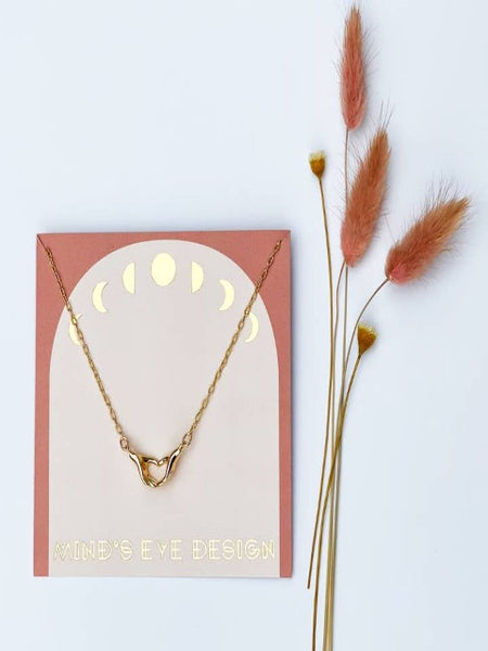 Heart Hands Gold Necklace