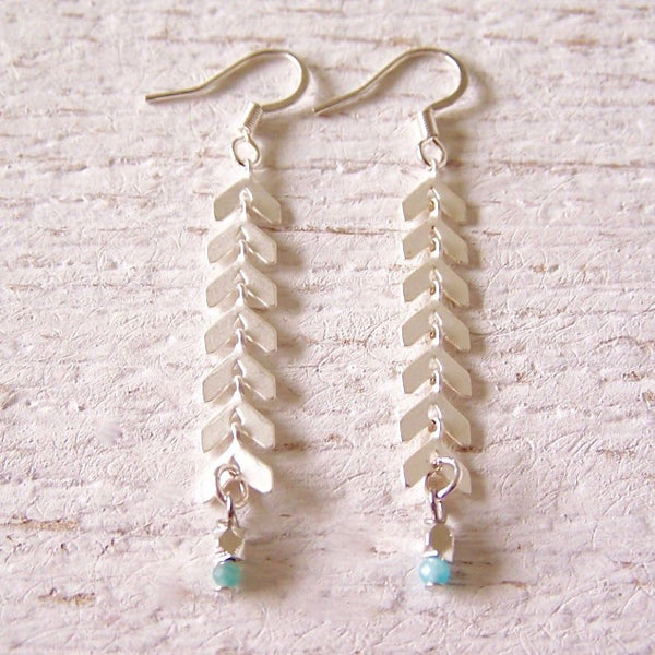 Silver Feather Duster Earrings