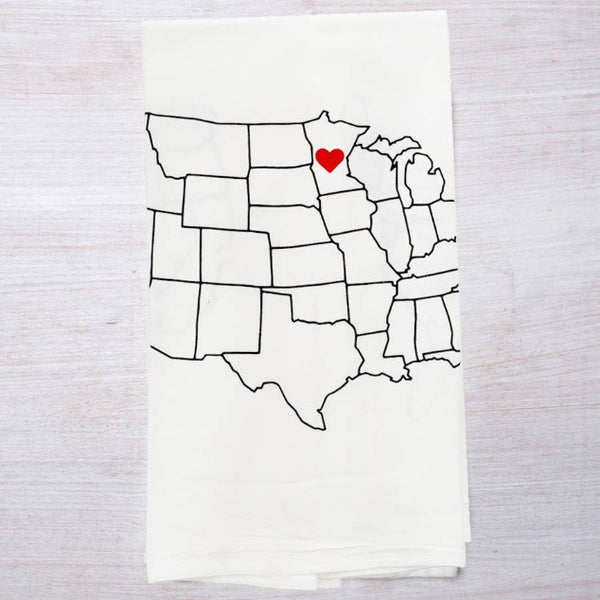 Heart Wyoming Map Tea Towel