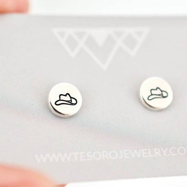 Cowboy Hat Sterling Silver Earrings