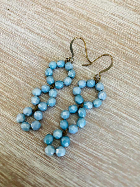 Denim Triple Loop Crystal Earrings
