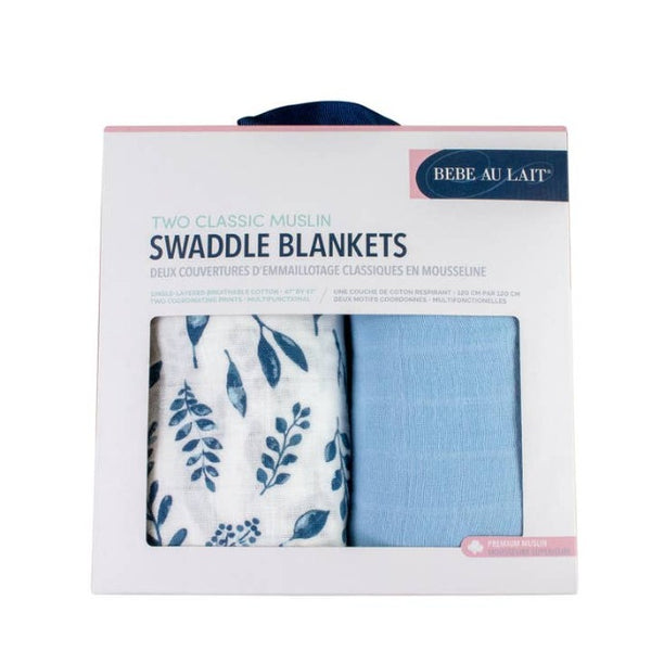 Blue Leaves and Cornflower Swaddle Set