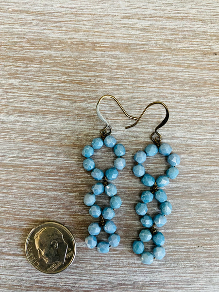 Denim Triple Loop Crystal Earrings