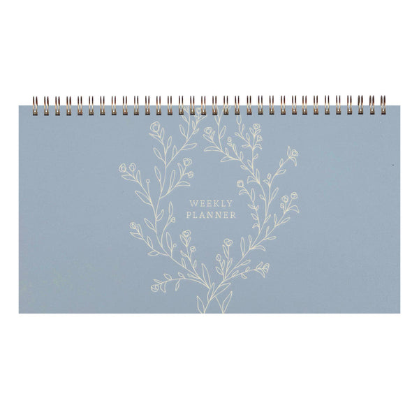 Sky Blue Floral Vines Weekly Planner