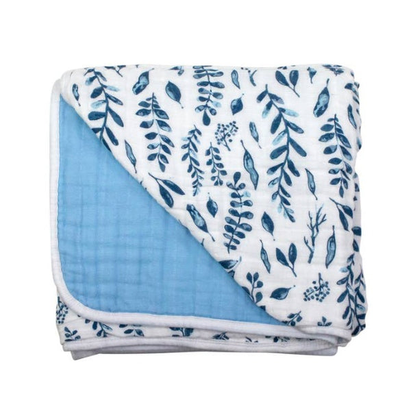 Blue Leaves and Cornflower Snuggle Blanket