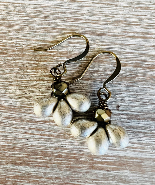 Shiny Silver Mercury Glass Drop Earrings