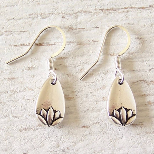 Silver Lotus Earrings