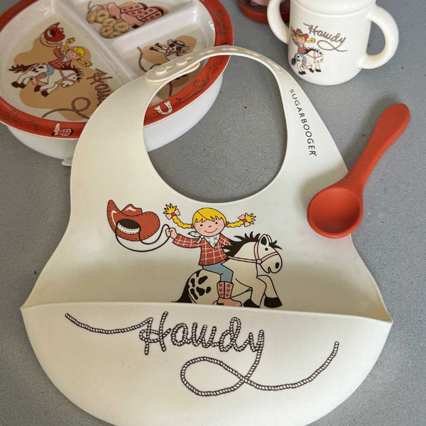 Howdy Cowgirl Bib and Spoon Set