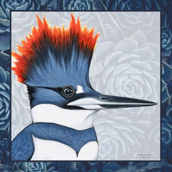 Kingfisher with Succulents Scarf