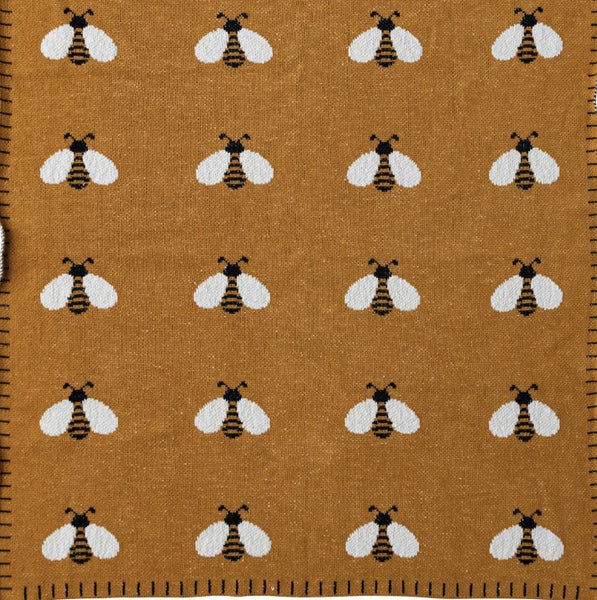 Cotton Knit Bees Baby Blanket