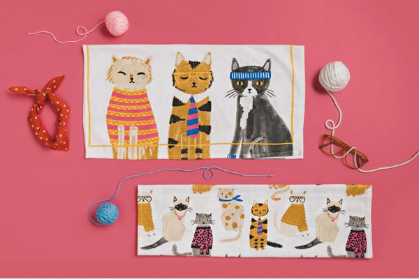 Feline Fine Tea Towel, Set of 2
