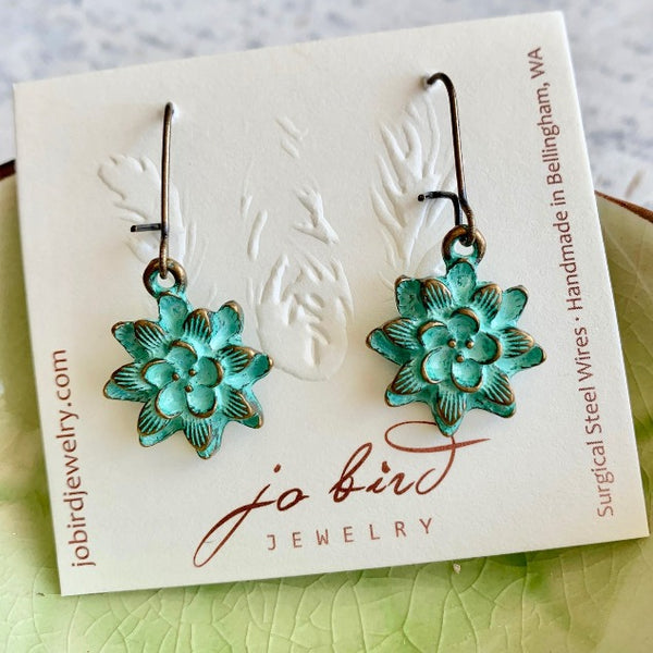 Brass Dahlia Earrings