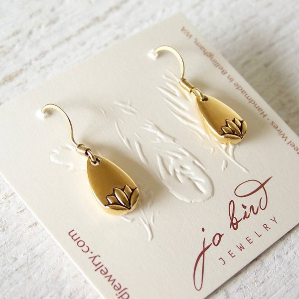 Gold Lotus Earrings