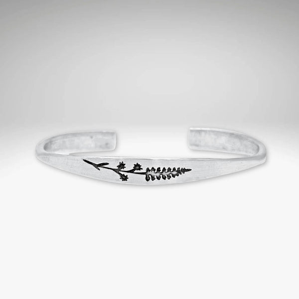 Lupine Cuff Bracelet, Matte Silver
