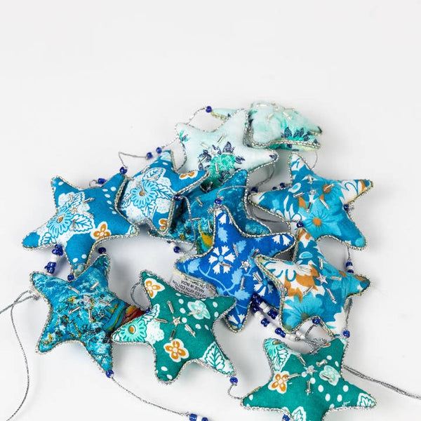 Embroidered Blue Star Garland