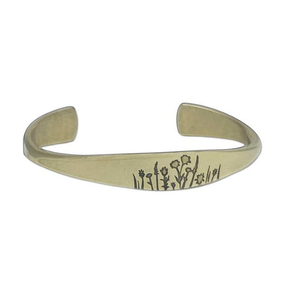 Wildflower Antique Brass Signet Bracelet