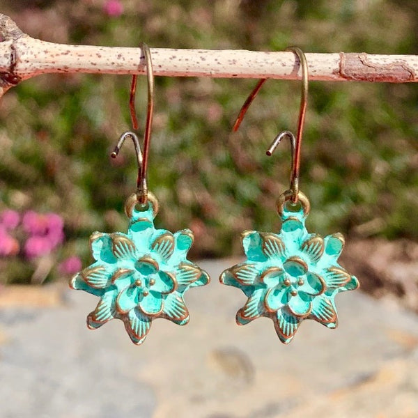 Brass Dahlia Earrings