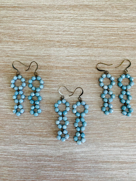 Denim Triple Loop Crystal Earrings