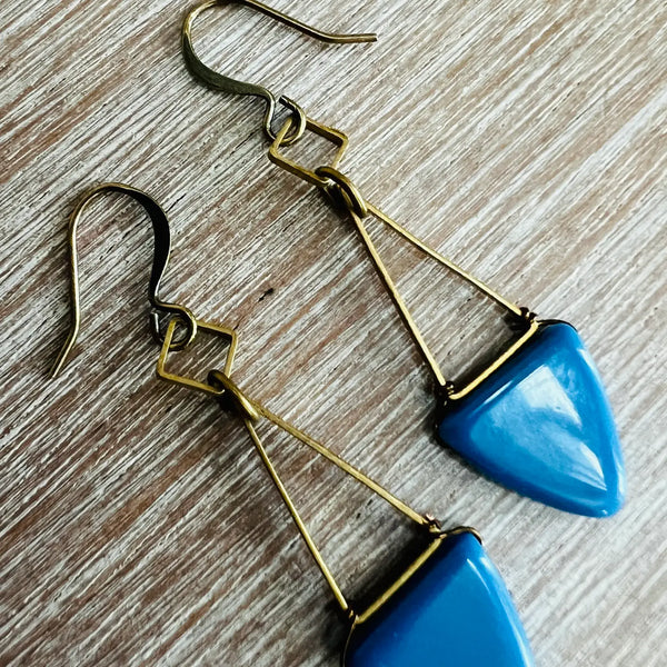 Signal Flag Glass Earrings, Dark Blue