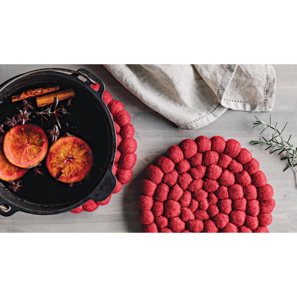 Chili Red Round Wool Tivet
