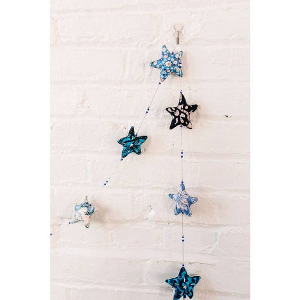 Embroidered Blue Star Garland