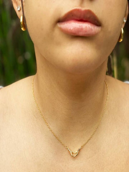 Heart Hands Gold Necklace