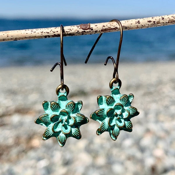 Brass Dahlia Earrings