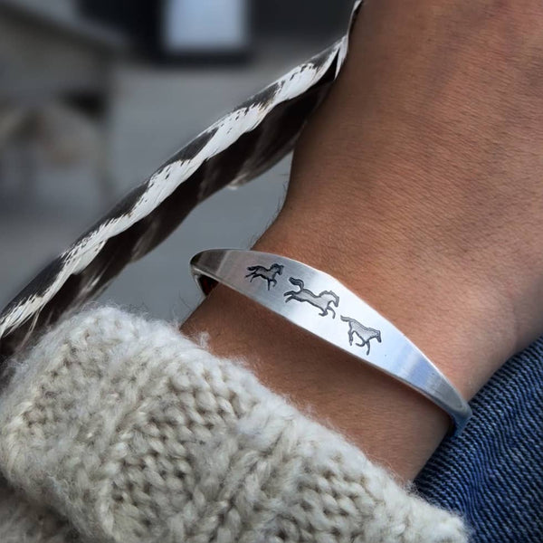 Matte Silver Wild Horses Cuff