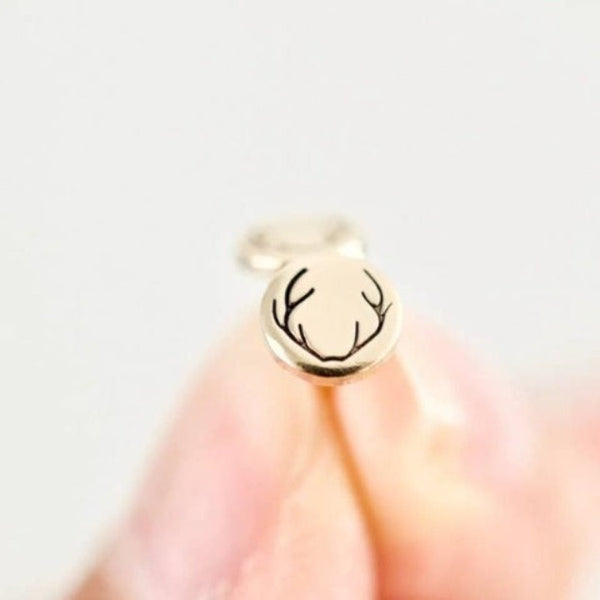 14K Gold Antler Earrings