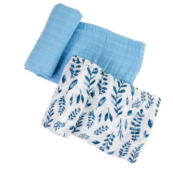 Blue Leaves and Cornflower Swaddle Set