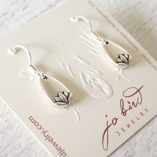 Silver Lotus Earrings