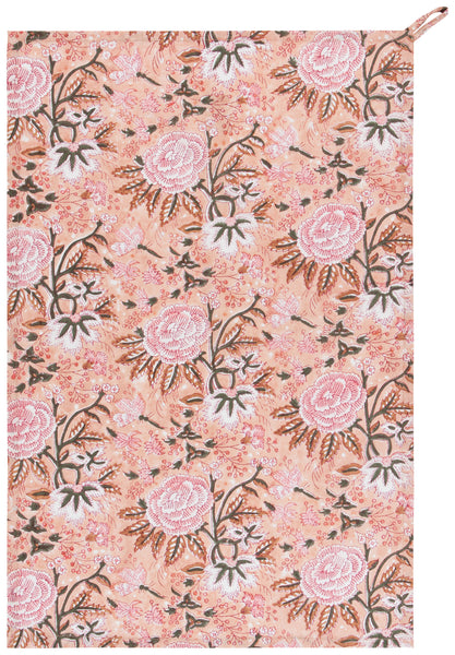 Blossom Block Print  Tea Towel