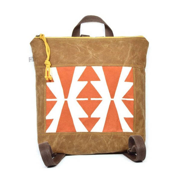 Terra Cotta Geometric Bucket Backpack