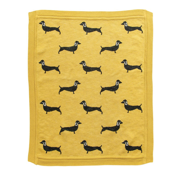 Cotton Knit Dog Chartreuse Baby Blanket