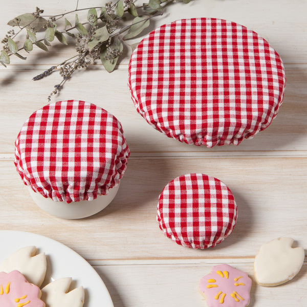 Gingham Mini Bowl Covers, Set of 3