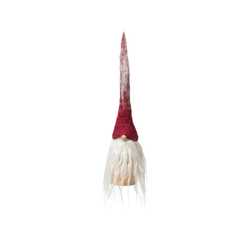 Wool Gnome with Wood Base Ornament