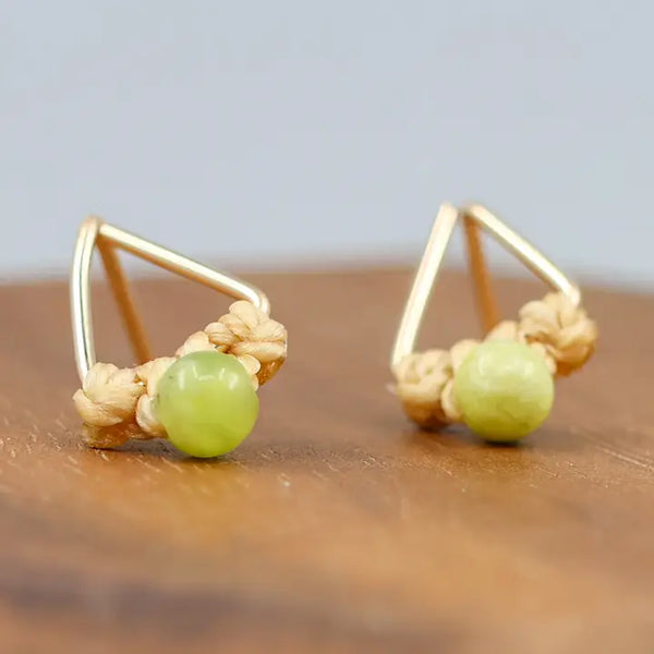 Peridot Triangle Gold Fill Earrings