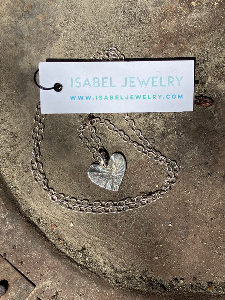 Small Hand Tooled Heart Necklace, Rays