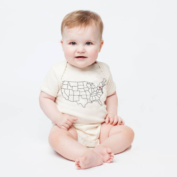 Wyoming Heart Map Onesie 3-6 Months Natural Color