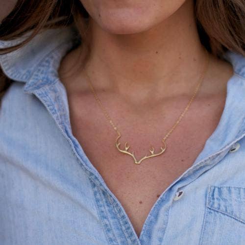 Gold Plated Antler Necklace