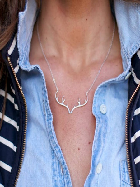 Silver Plated Antler Necklace