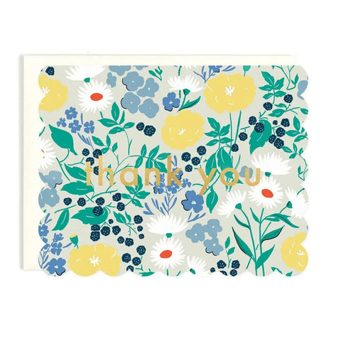 Thank You Floral Scalloped Card