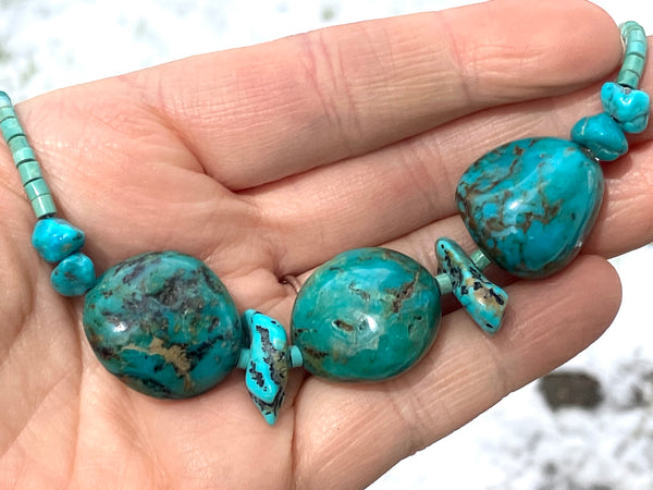 Turquoise Necklace With Three Turquoise Nuggets