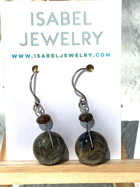 Jasper Disc Drop Earrings