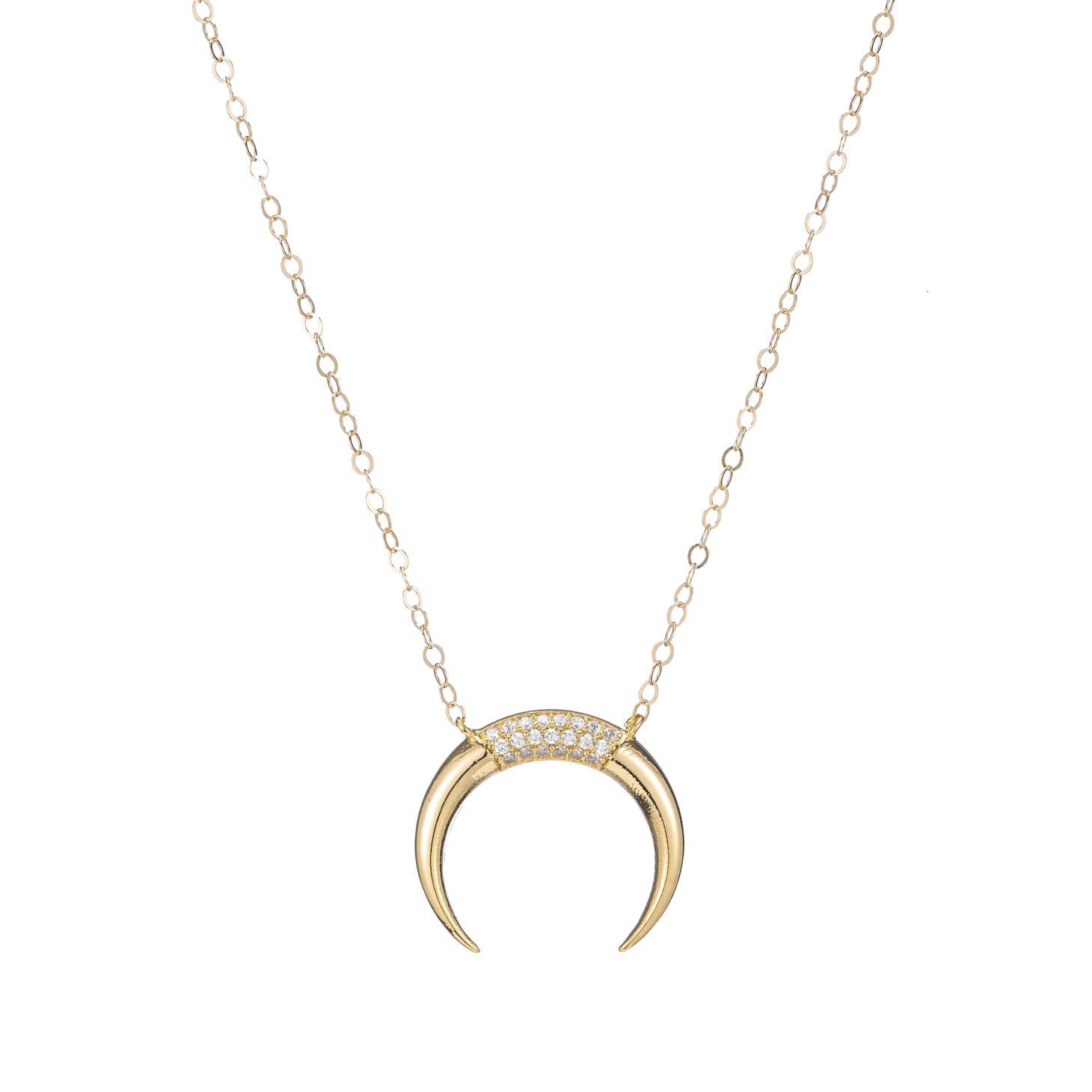 Crystal Crescent Horn Necklace