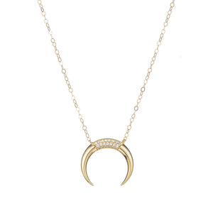 Crystal Crescent Horn Necklace