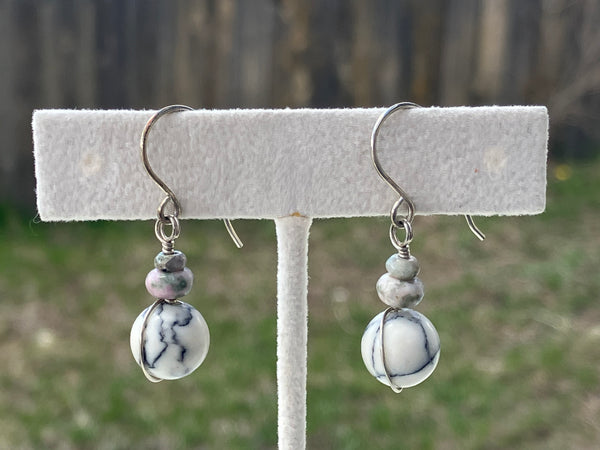 White Magnasite Drop Earrings